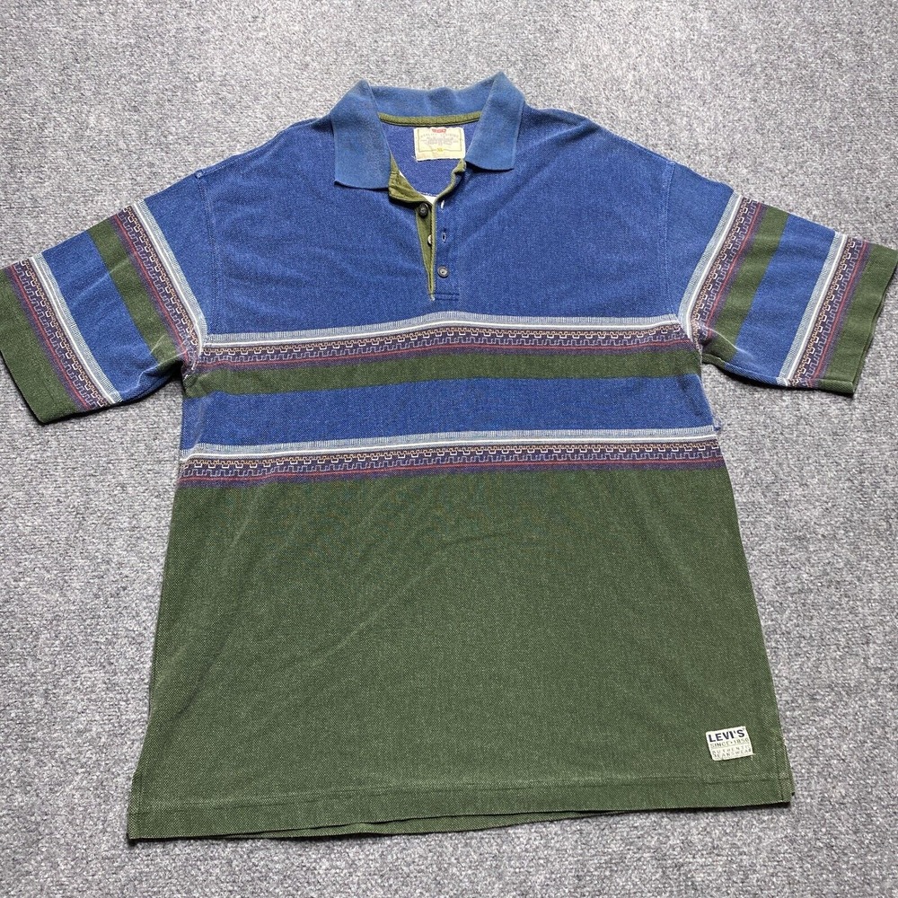 Levi's Blue and Green Striped Polo Shirt